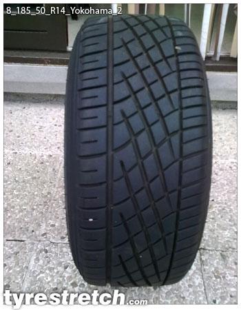 An example of tyre stretch: 185/50 R14 on 8.0J – YOKOHAMA