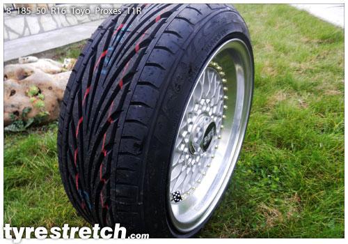 An example of tyre stretch: 185/50 R16 on 8.0J – TOYO