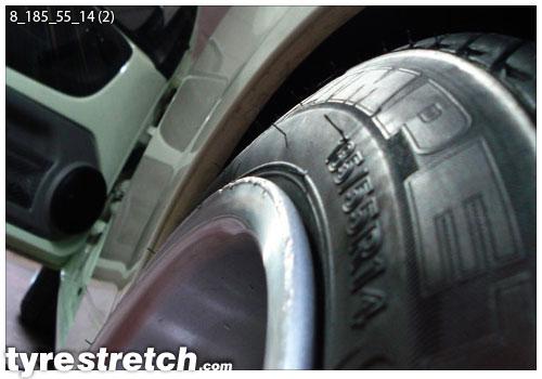An example of tyre stretch: 185/55 R14 on 8.0J