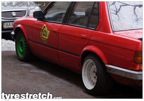 An example of tyre stretch: 185/55 R14 on 8.0J – NOKIAN