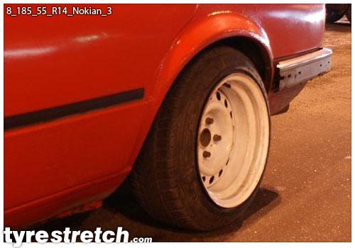 An example of tyre stretch: 185/55 R14 on 8.0J – NOKIAN
