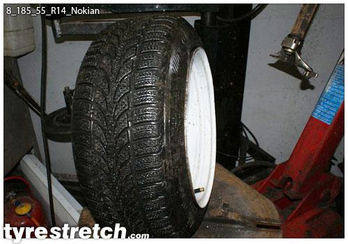 An example of tyre stretch: 185/55 R14 on 8.0J – NOKIAN