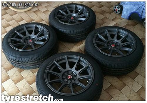 185/55 R15 on 8.0J