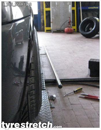 An example of tyre stretch: 185/55 R15 on 8.0J