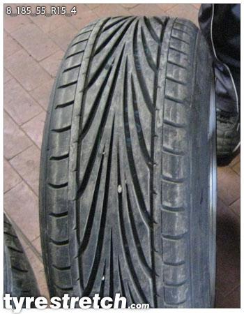 An example of tyre stretch: 185/55 R15 on 8.0J