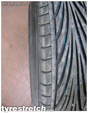 An example of tyre stretch: 185/55 R15 on 8.0J
