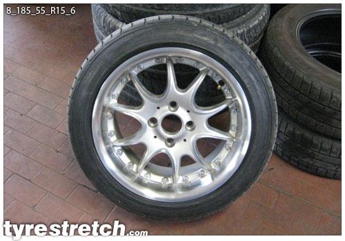 An example of tyre stretch: 185/55 R15 on 8.0J