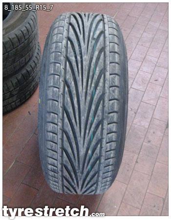 An example of tyre stretch: 185/55 R15 on 8.0J