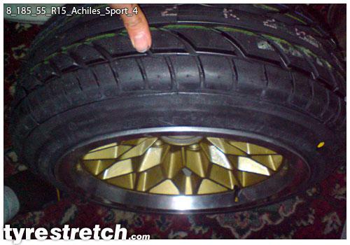 An example of tyre stretch: 185/55 R15 on 8.0J – ACHILLES