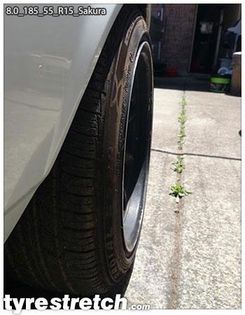 An example of tyre stretch: 185/55 R15 on 8.0J