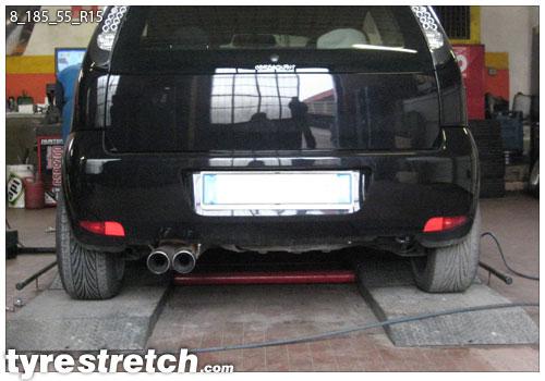 An example of tyre stretch: 185/55 R15 on 8.0J