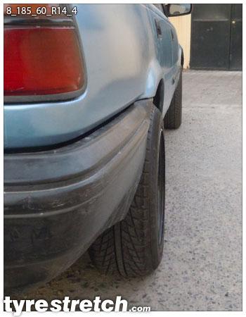 An example of tyre stretch: 185/60 R14 on 8.0J