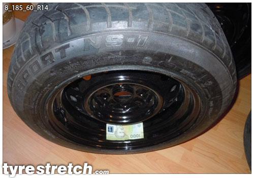 An example of tyre stretch: 185/60 R14 on 8.0J