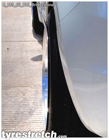 An example of tyre stretch: 185/60 R15 on 8.0J – BRIDGESTONE