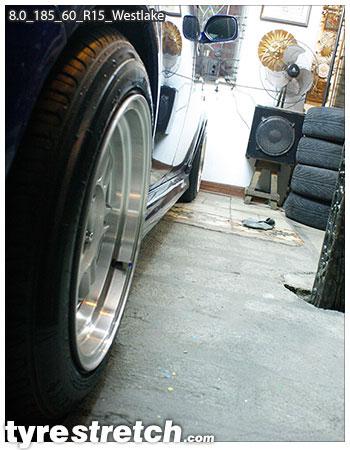 An example of tyre stretch: 185/60 R15 on 8.0J