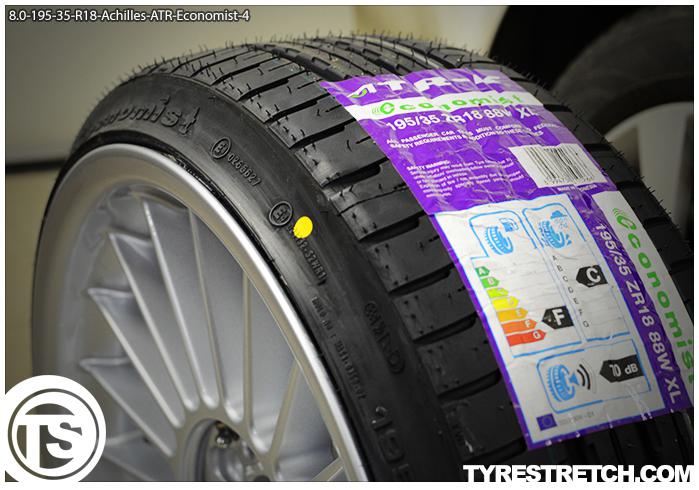 An example of tyre stretch: 195/35 R18 on 8.0J – ACHILLES