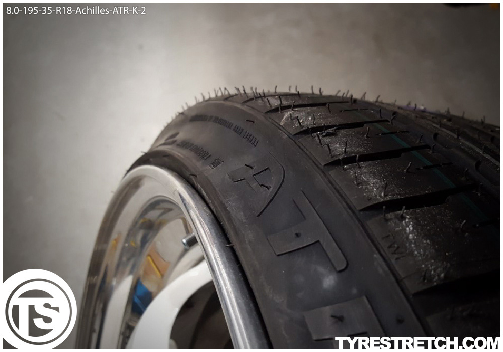 An example of tyre stretch: 195/35 R18 on 8.0J – ACHILLES