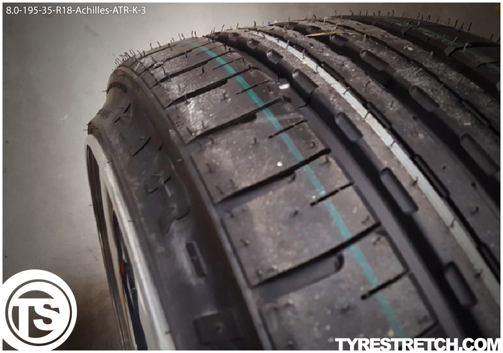 An example of tyre stretch: 195/35 R18 on 8.0J – ACHILLES