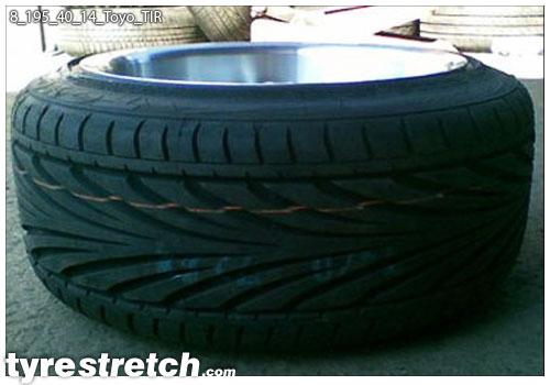 An example of tyre stretch: 195/40 R14 on 8.0J – TOYO