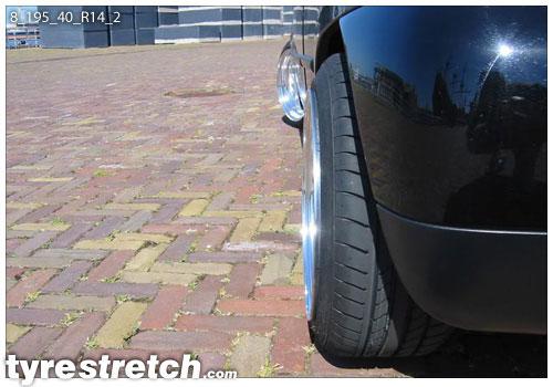 An example of tyre stretch: 195/40 R14 on 8.0J