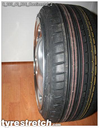 An example of tyre stretch: 195/40 R16 on 8.0J – CONTINENTAL