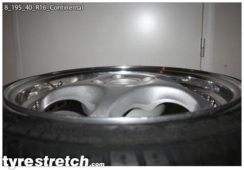 An example of tyre stretch: 195/40 R16 on 8.0J – CONTINENTAL
