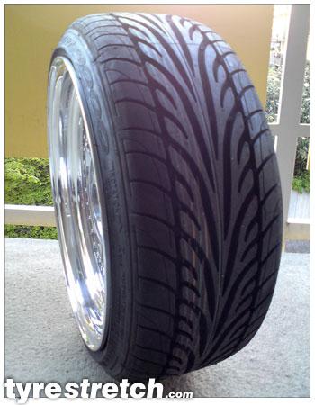 An example of tyre stretch: 195/40 R16 on 8.0J – DUNLOP