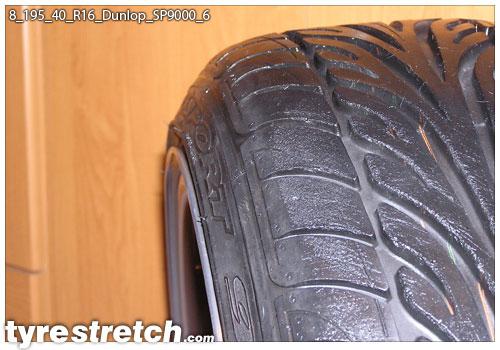 An example of tyre stretch: 195/40 R16 on 8.0J – DUNLOP