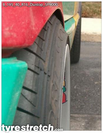 An example of tyre stretch: 195/40 R16 on 8.0J – DUNLOP