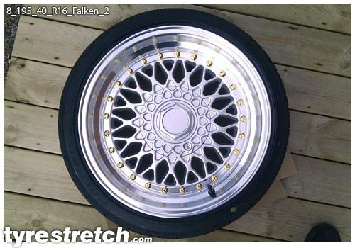 An example of tyre stretch: 195/40 R16 on 8.0J – FALKEN