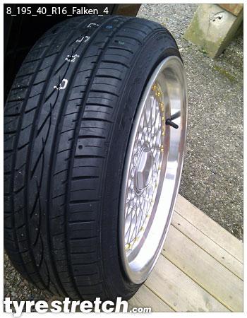 An example of tyre stretch: 195/40 R16 on 8.0J – FALKEN