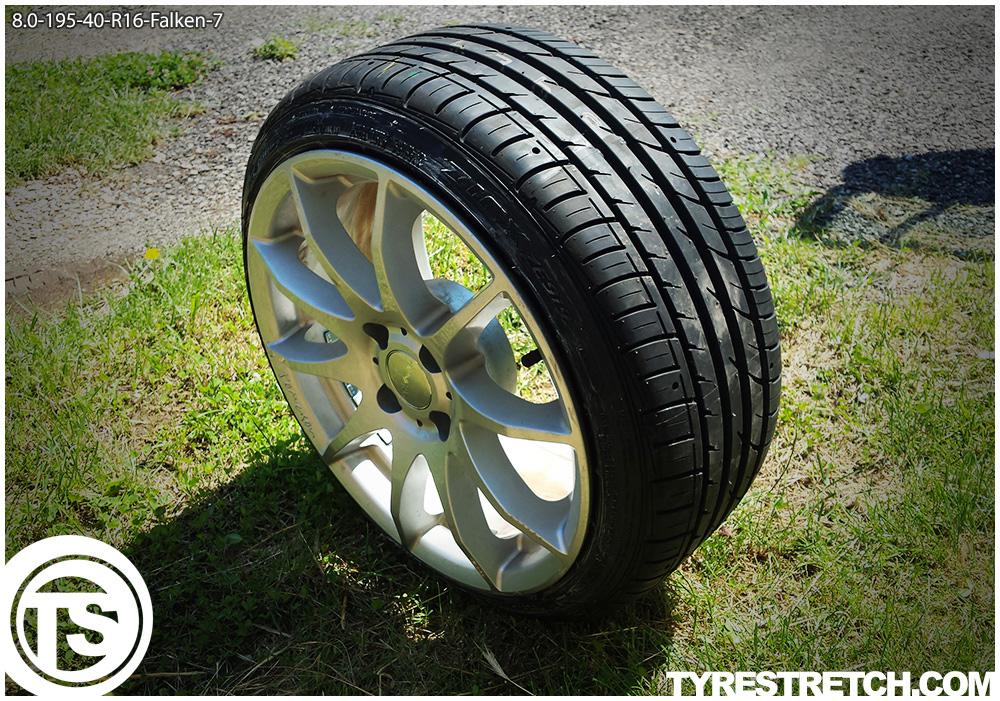 An example of tyre stretch: 195/40 R16 on 8.0J – FALKEN