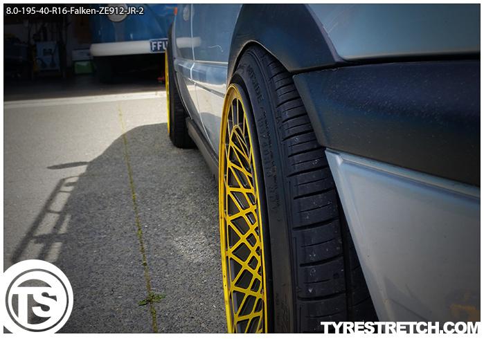 An example of tyre stretch: 195/40 R16 on 8.0J – FALKEN