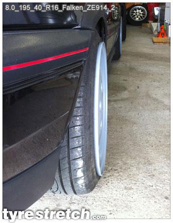 An example of tyre stretch: 195/40 R16 on 8.0J – FALKEN