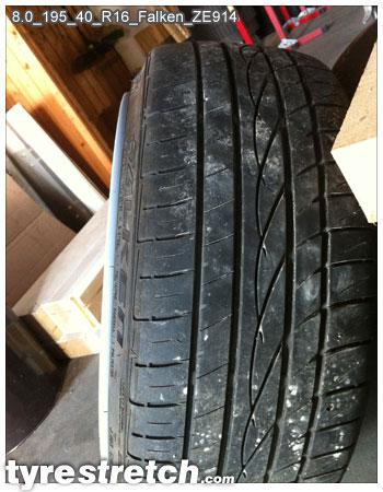 An example of tyre stretch: 195/40 R16 on 8.0J – FALKEN