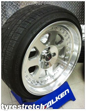 An example of tyre stretch: 195/40 R16 on 8.0J – FALKEN