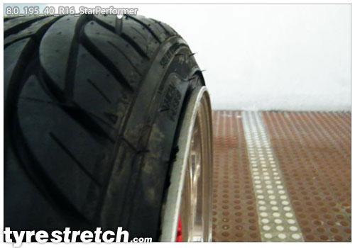 An example of tyre stretch: 195/40 R16 on 8.0J – STAR PERFORMER