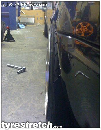 An example of tyre stretch: 195/40 R16 on 8.0J – YOKOHAMA