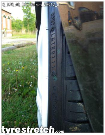 An example of tyre stretch: 195/40 R17 on 8.0J – FALKEN