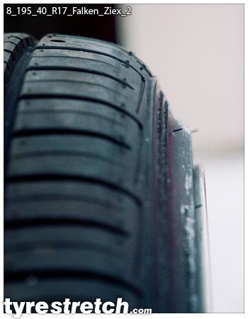 An example of tyre stretch: 195/40 R17 on 8.0J – FALKEN