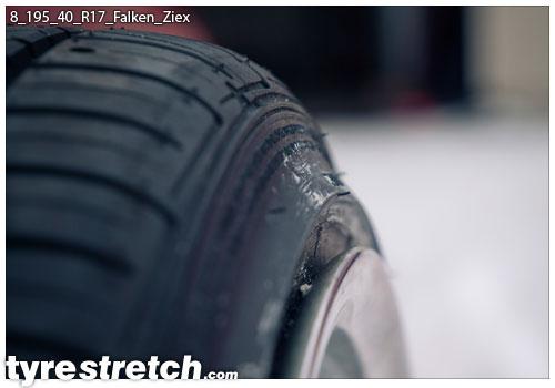 An example of tyre stretch: 195/40 R17 on 8.0J – FALKEN