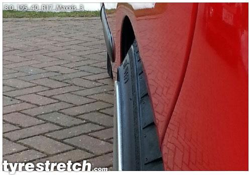 An example of tyre stretch: 195/40 R17 on 8.0J – MAXXIS