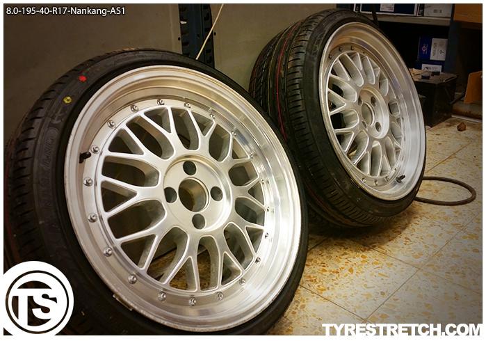 An example of tyre stretch: 195/40 R17 on 8.0J – NANKANG