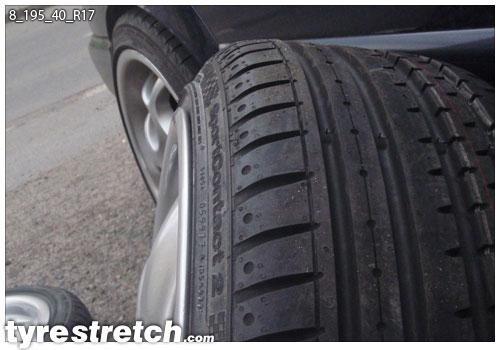 An example of tyre stretch: 195/40 R17 on 8.0J