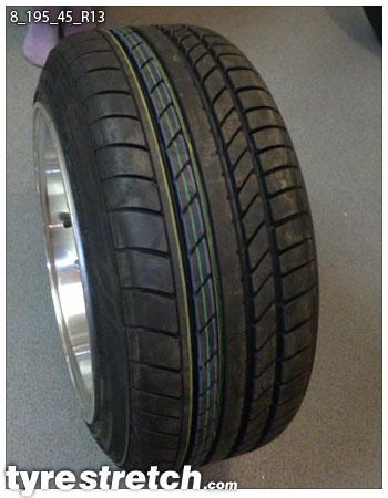 An example of tyre stretch: 195/45 R13 on 8.0J
