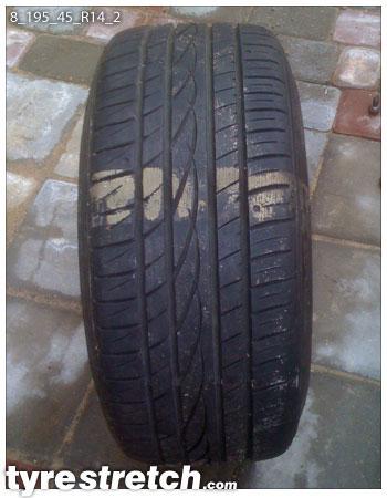 An example of tyre stretch: 195/45 R14 on 8.0J
