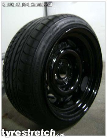 An example of tyre stretch: 195/45 R14 on 8.0J – CONTINENTAL