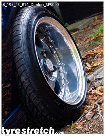 An example of tyre stretch: 195/45 R14 on 8.0J – DUNLOP