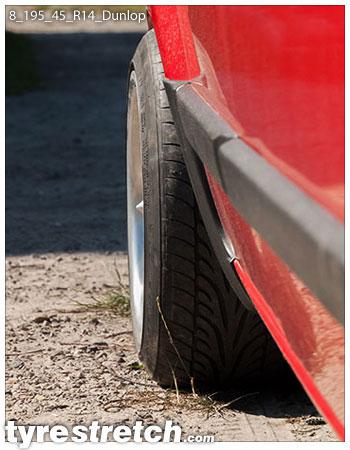 An example of tyre stretch: 195/45 R14 on 8.0J – DUNLOP