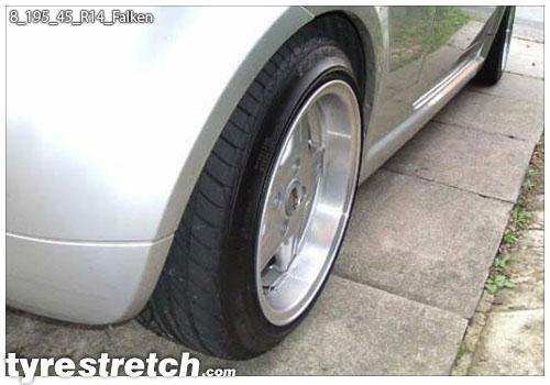 An example of tyre stretch: 195/45 R14 on 8.0J – FALKEN